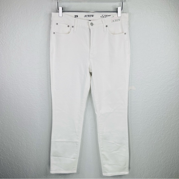 J.Crew 9” Vintage Slim-Straight Mid-Rise White Demin Jeans Size 29 - Picture 14 of 15